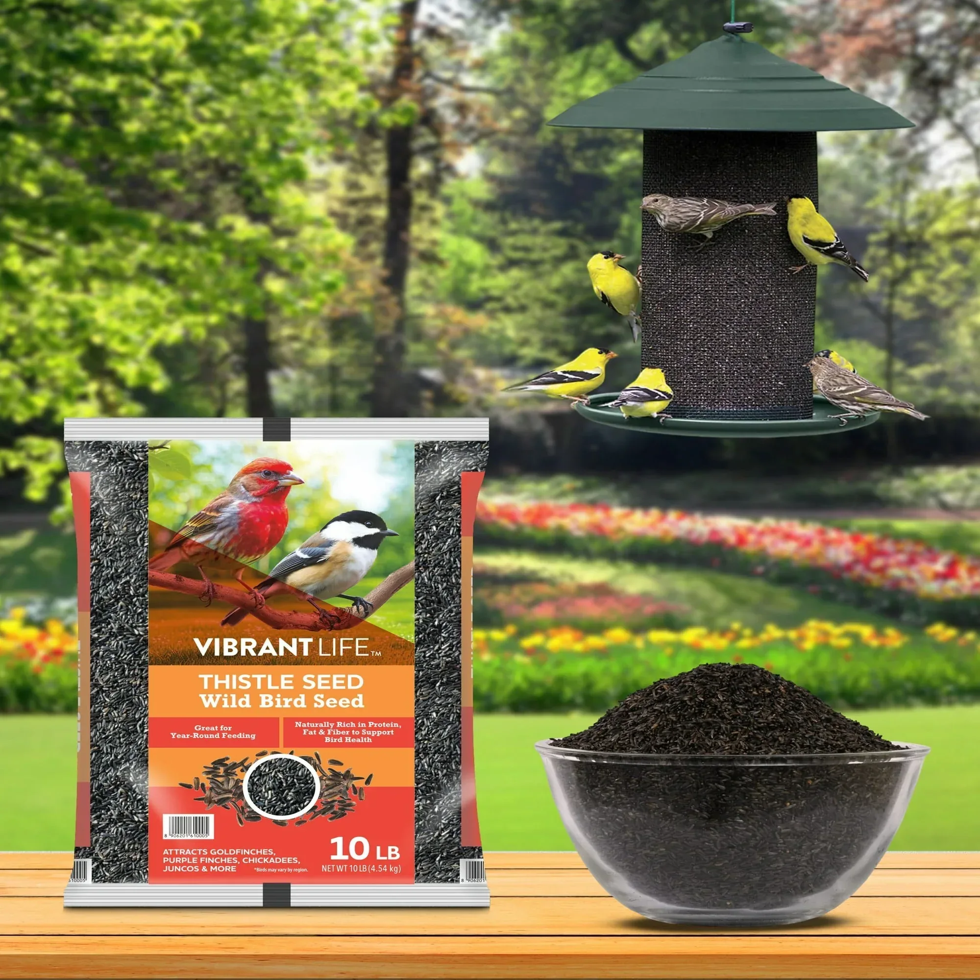 Vibrant Life Nyjer Thistle Seed Wild Bird Food for Finches, 10 lb Bag - Image 4