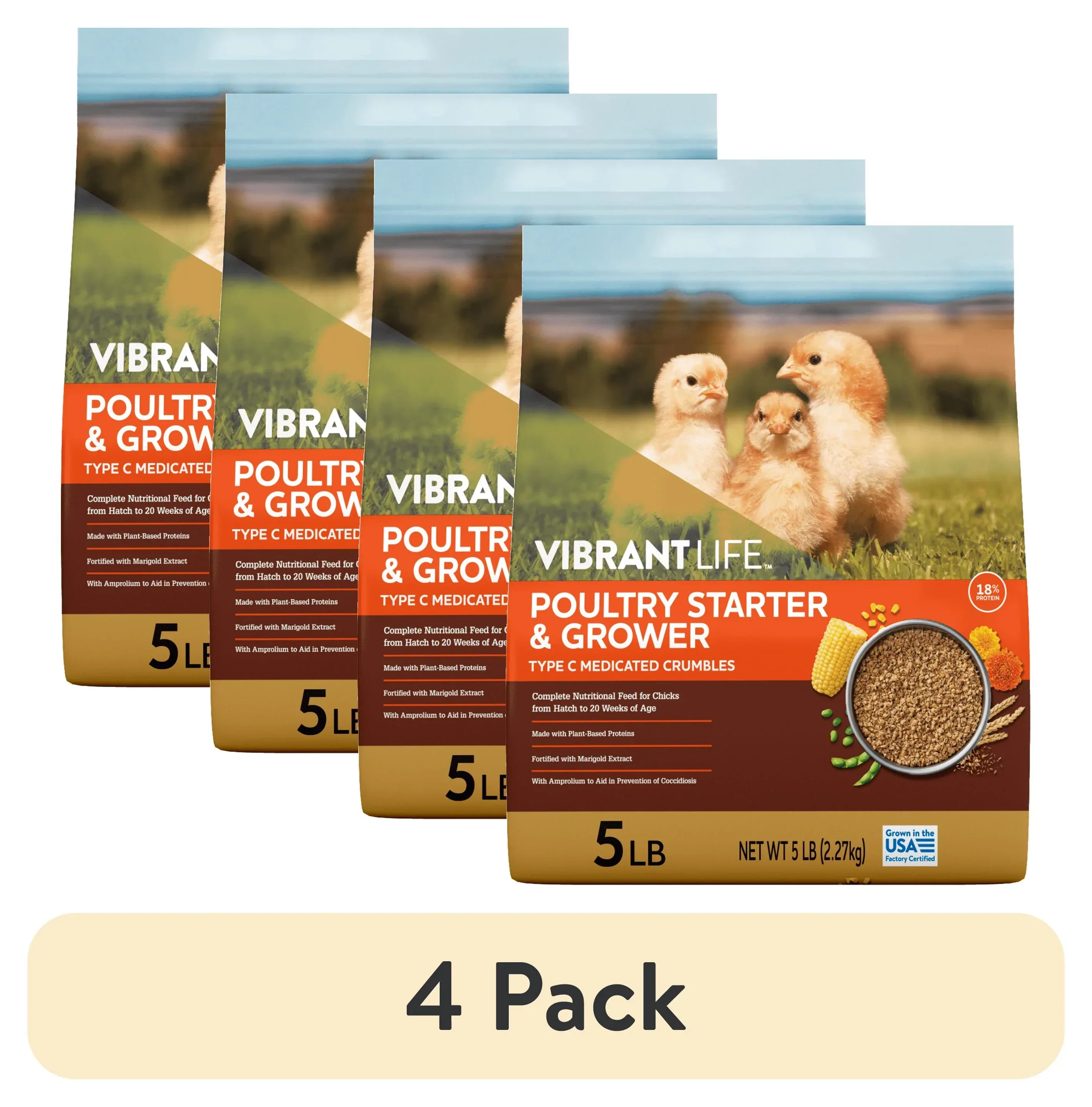 Vibrant Life Poultry Starter and Grower Type C Medicated Crumbles, 5 lb Bag - Image 7