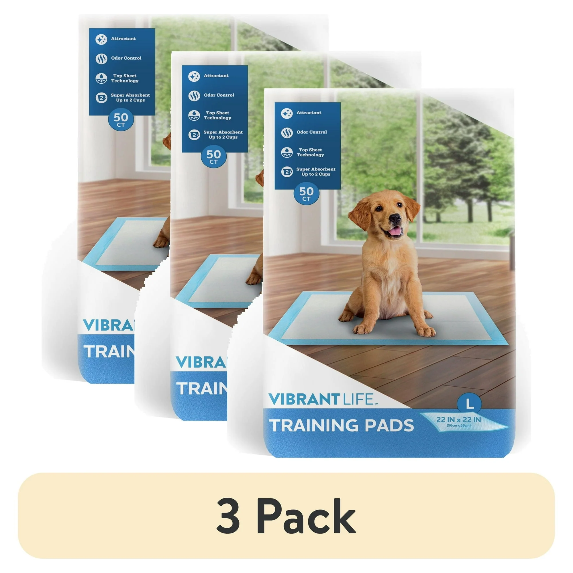 Vibrant Life Training Pads – Super Absorbent, Leak Proof, & Fast Dry Dog and Puppy Pee Pads – L 22 in x 22 in, 50 Count - Image 10