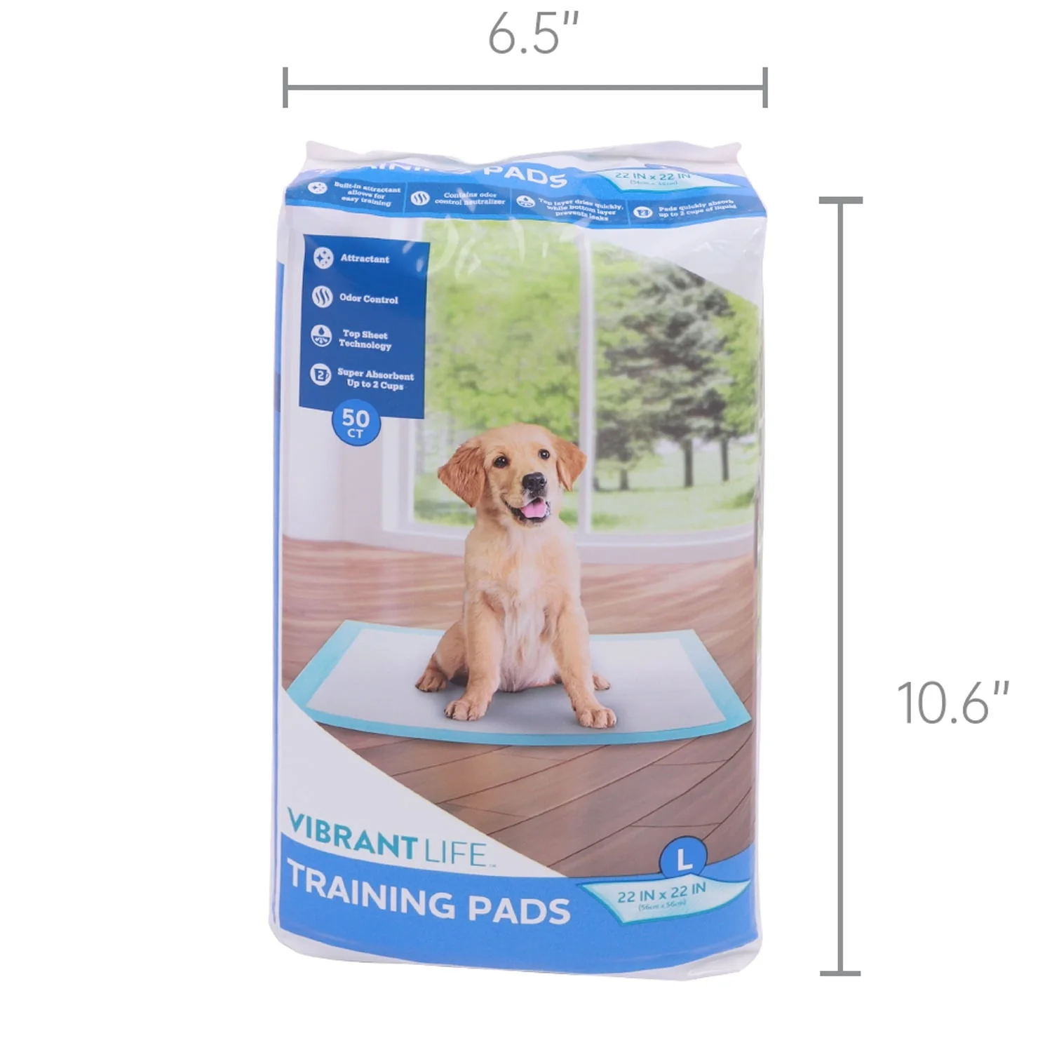 Vibrant Life Training Pads – Super Absorbent, Leak Proof, & Fast Dry Dog and Puppy Pee Pads – L 22 in x 22 in, 50 Count - Image 5