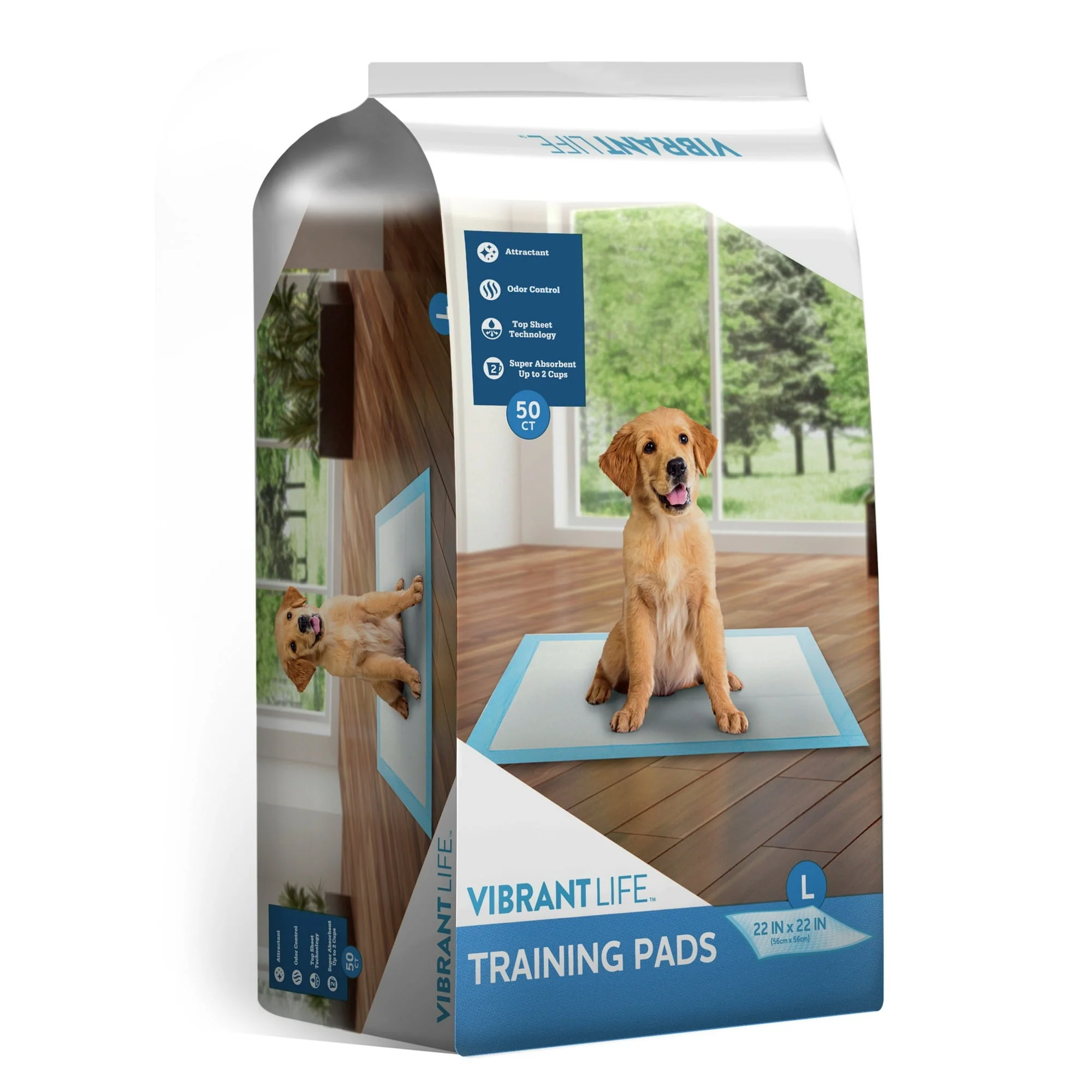 Vibrant Life Training Pads – Super Absorbent, Leak Proof, & Fast Dry Dog and Puppy Pee Pads – L 22 in x 22 in, 50 Count - Image 6