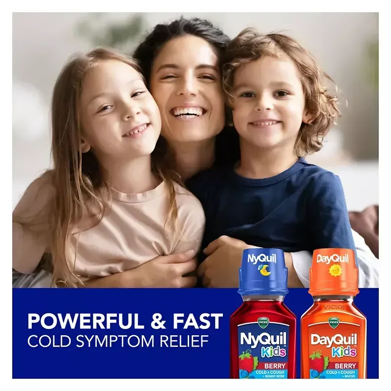 Vicks DayQuil & NyQuil Kids Berry 3-Pack, Cold & Flu Relief, 6+ Years - Image 5