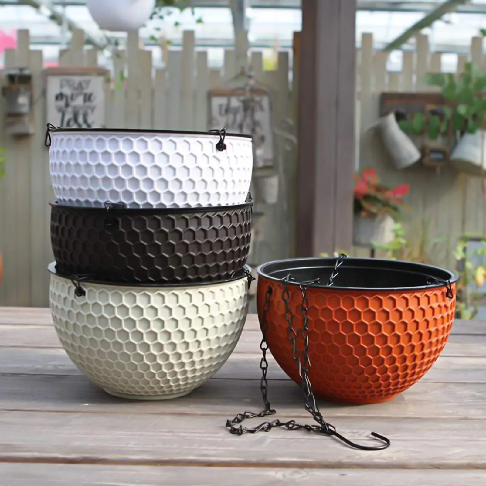 Visland Hanging Planters Self Watering Hanging Basket for Indoor Outdoor Plants Flower Plant Pot - Image 6