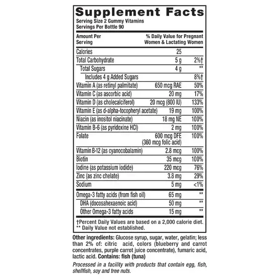 vitafusion Prenatal Multivitamin Gummy with Folate & DHA, 180 Gummies - Image 2