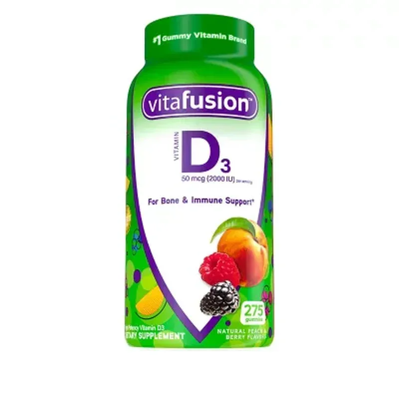 Vitafusion Vitamin D Gummies, 2000 IU, Peach and Berry (275 Ct.)