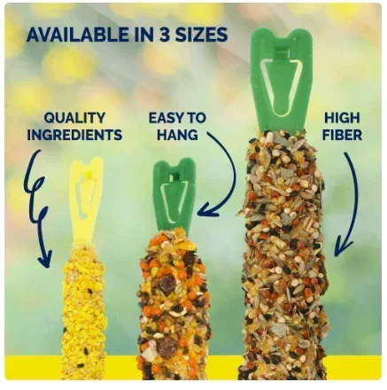 Vitakraft Crunch Sticks Cockatiel Treat - Apricot and Peach - Pet Bird Treat Toy - 2 Sticks - Image 3