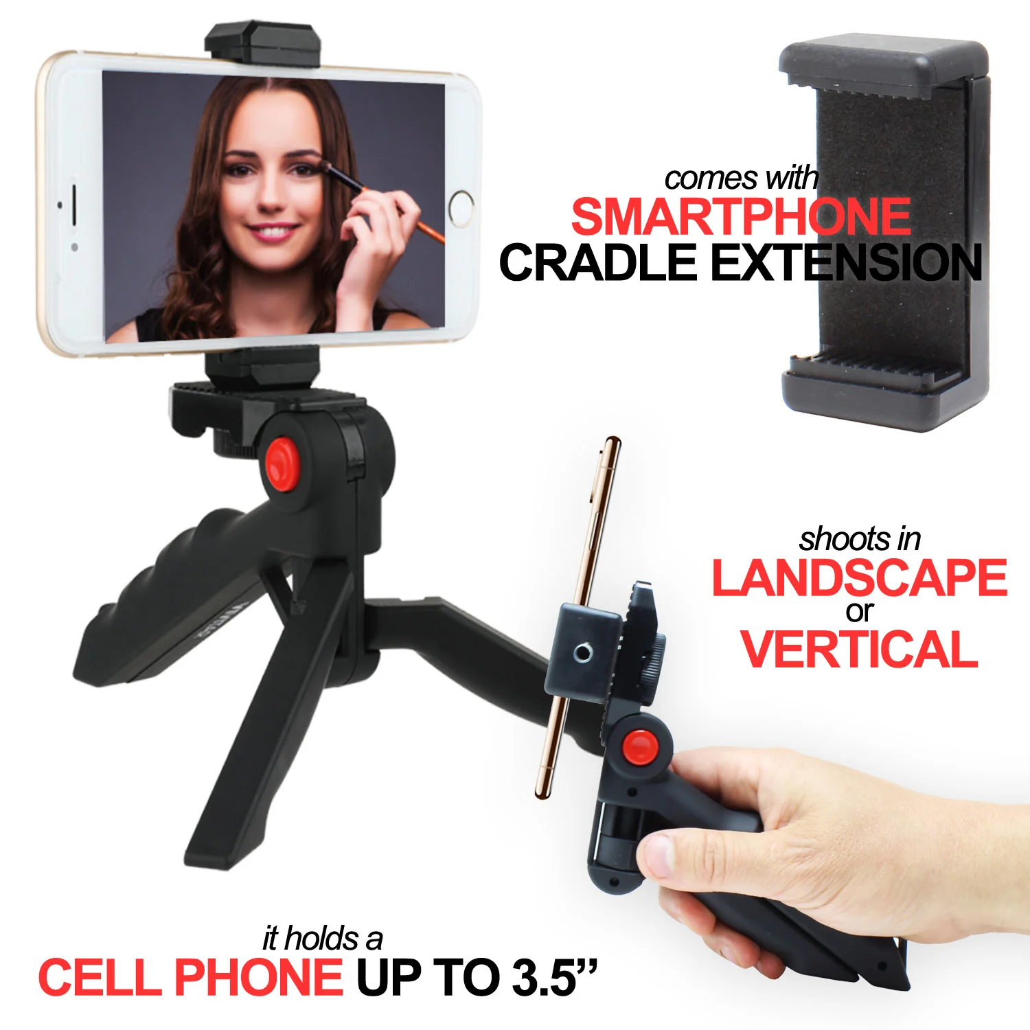 Vivitar Pistol Grip Portable Mini Tabletop Tripod for Video Vlog Stream Photography with Slip Resistant Grip - Image 2