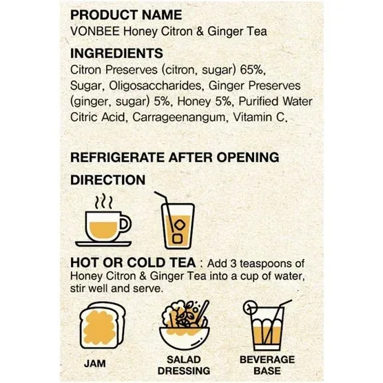 Vonbee Honey Citron & Ginger Tea, 4.4 lb, 2-pack - Image 2