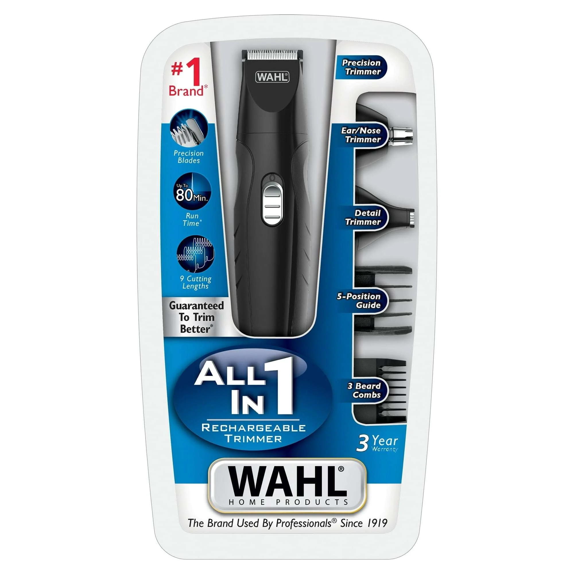 Wahl All in One Rechargeable Beard, Mustache, Detail Trimmer for Men, Black, 05644 - Image 12
