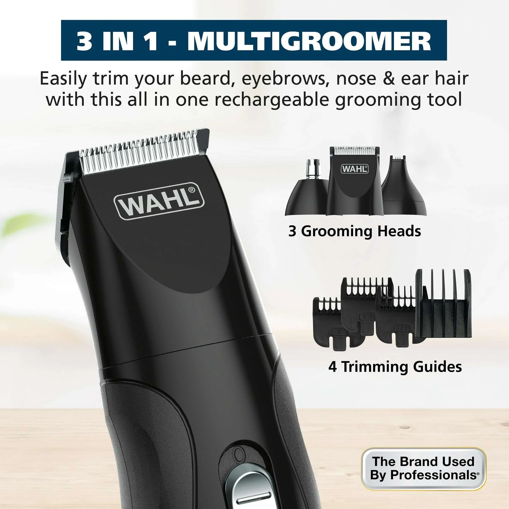 Wahl All in One Rechargeable Beard, Mustache, Detail Trimmer for Men, Black, 05644 - Image 2