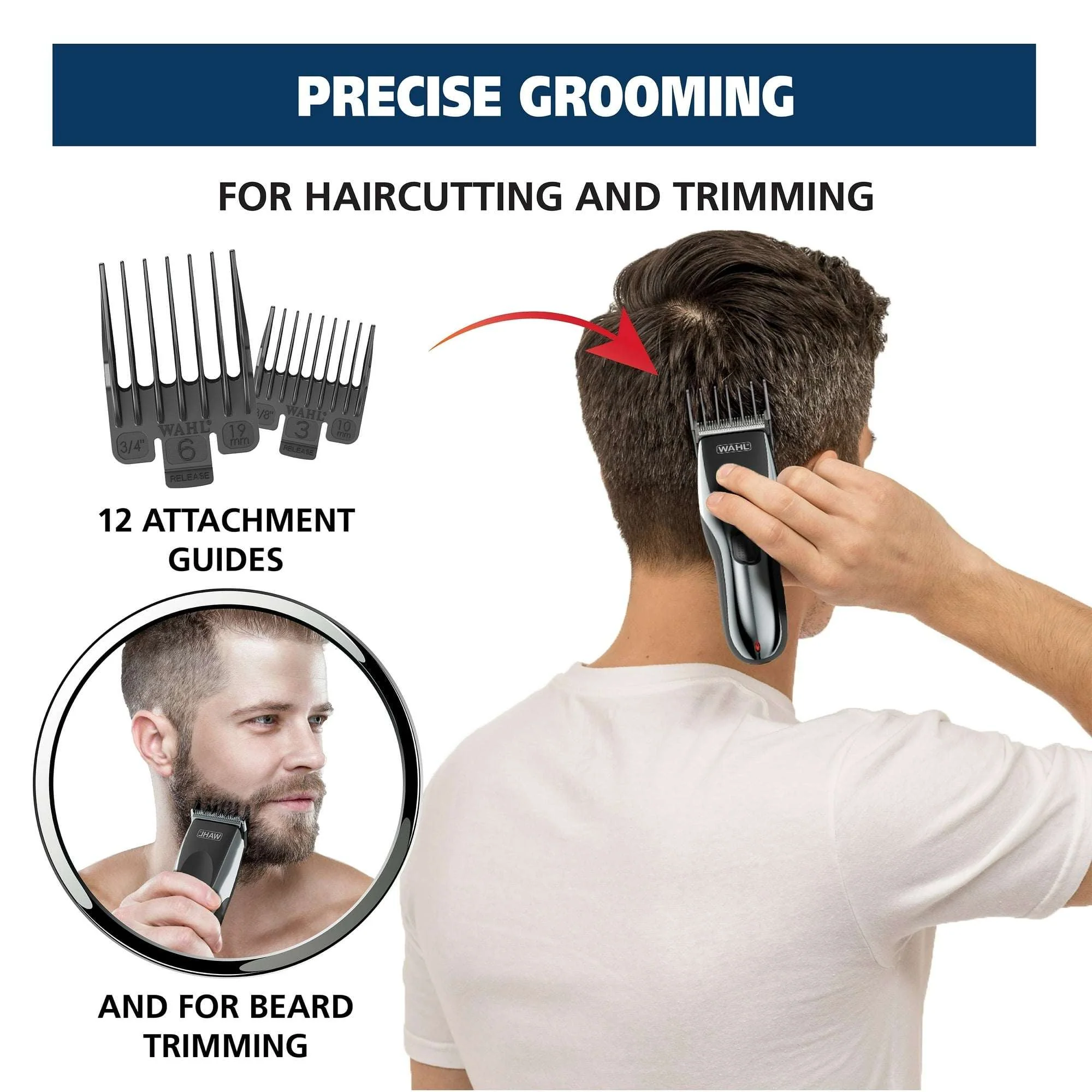 Wahl Haircut & Beard Cordless Trimmer Kit, Men or Women, 22pc, Black - 9639-2201 - Image 7