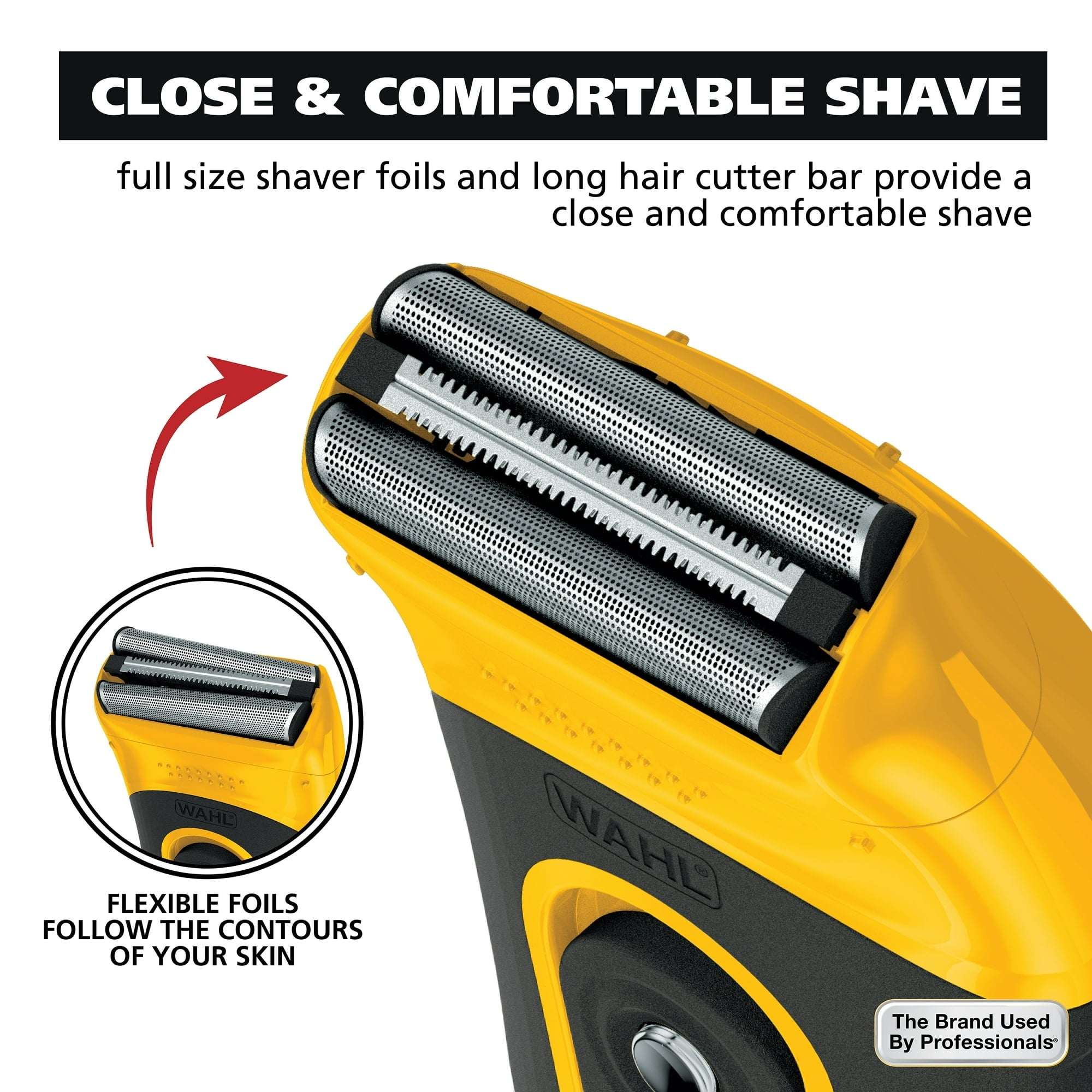 Wahl Life Proof Shaver, Rechargeable Lithium Ion, Compact Flex Foil Shaver & USB Convenience, Men, Yellow - 3023681 - Image 4
