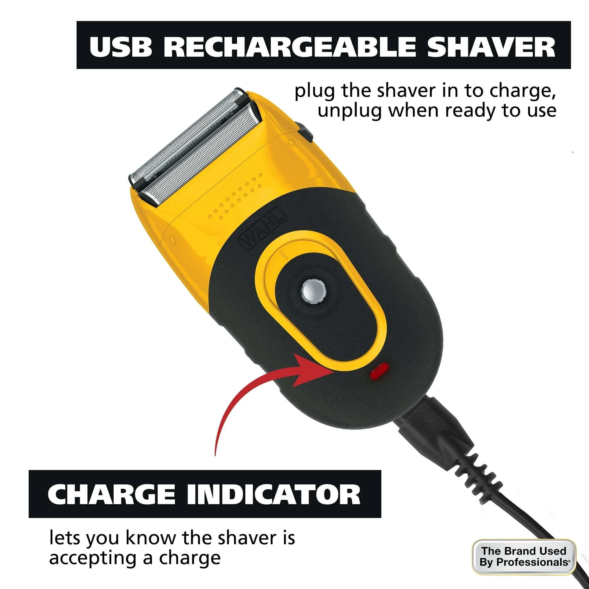 Wahl Life Proof Shaver, Rechargeable Lithium Ion, Compact Flex Foil Shaver & USB Convenience, Men, Yellow - 3023681 - Image 7
