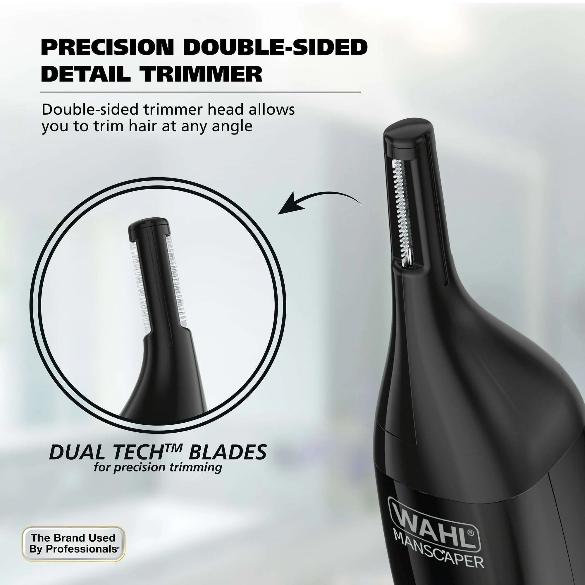 Wahl Manscaper Regulator, Rechargeable Ear, Nose, Brow Double Sided Men's Detail Trimmer, 9865-4701 - Image 4
