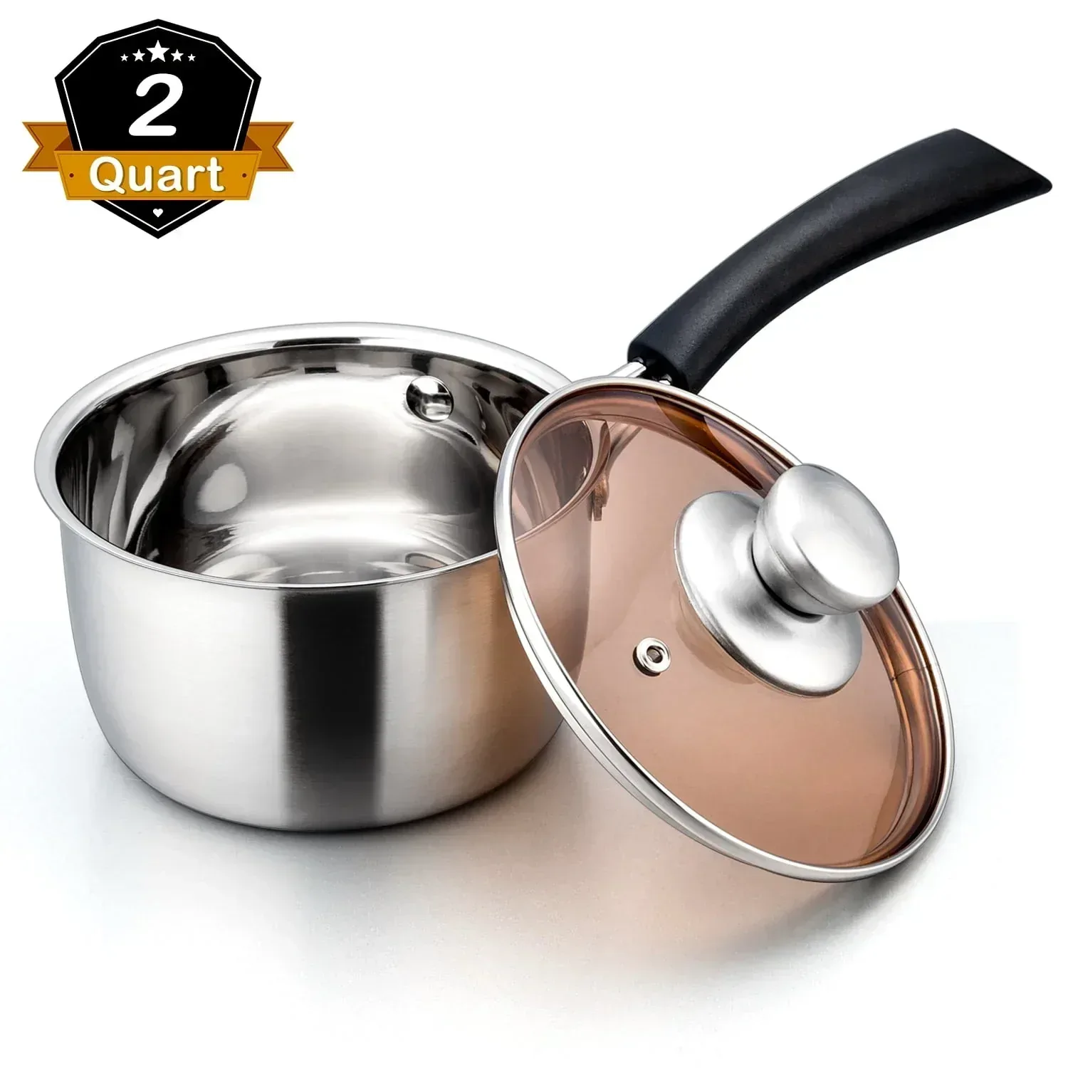Walchoice 1 Quart Saucepan, Stainless Steel Soup Milk Pan with Transparent Lid - Image 8