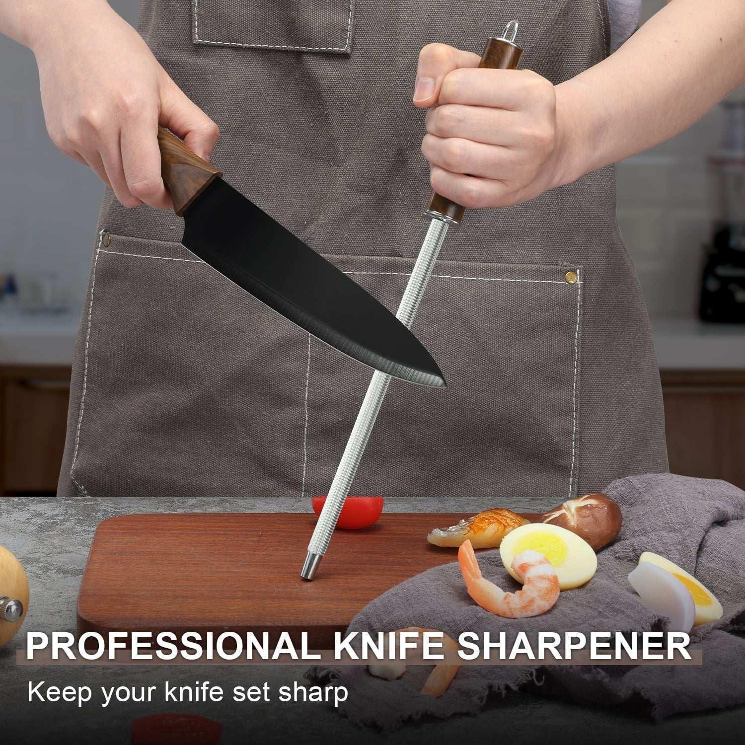 Walchoice 15 Pieces Knife Set with Block, High Carbon Stainless Steel Kitchen Knife Set with Sharpener, Rust Resistant & Dishwasher Safe - Image 15