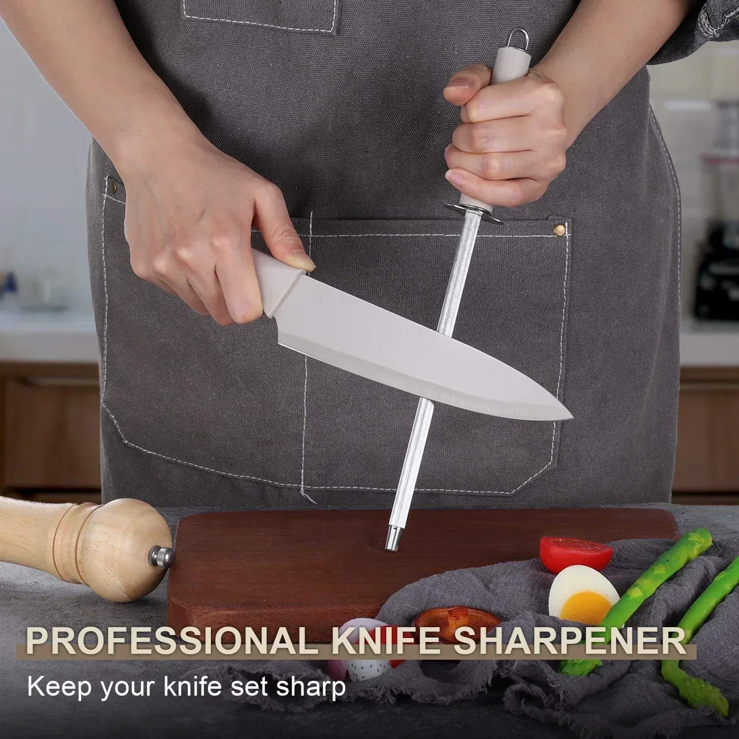 Walchoice 15 Pieces Knife Set with Block, High Carbon Stainless Steel Kitchen Knife Set with Sharpener, Rust Resistant & Dishwasher Safe - Image 35