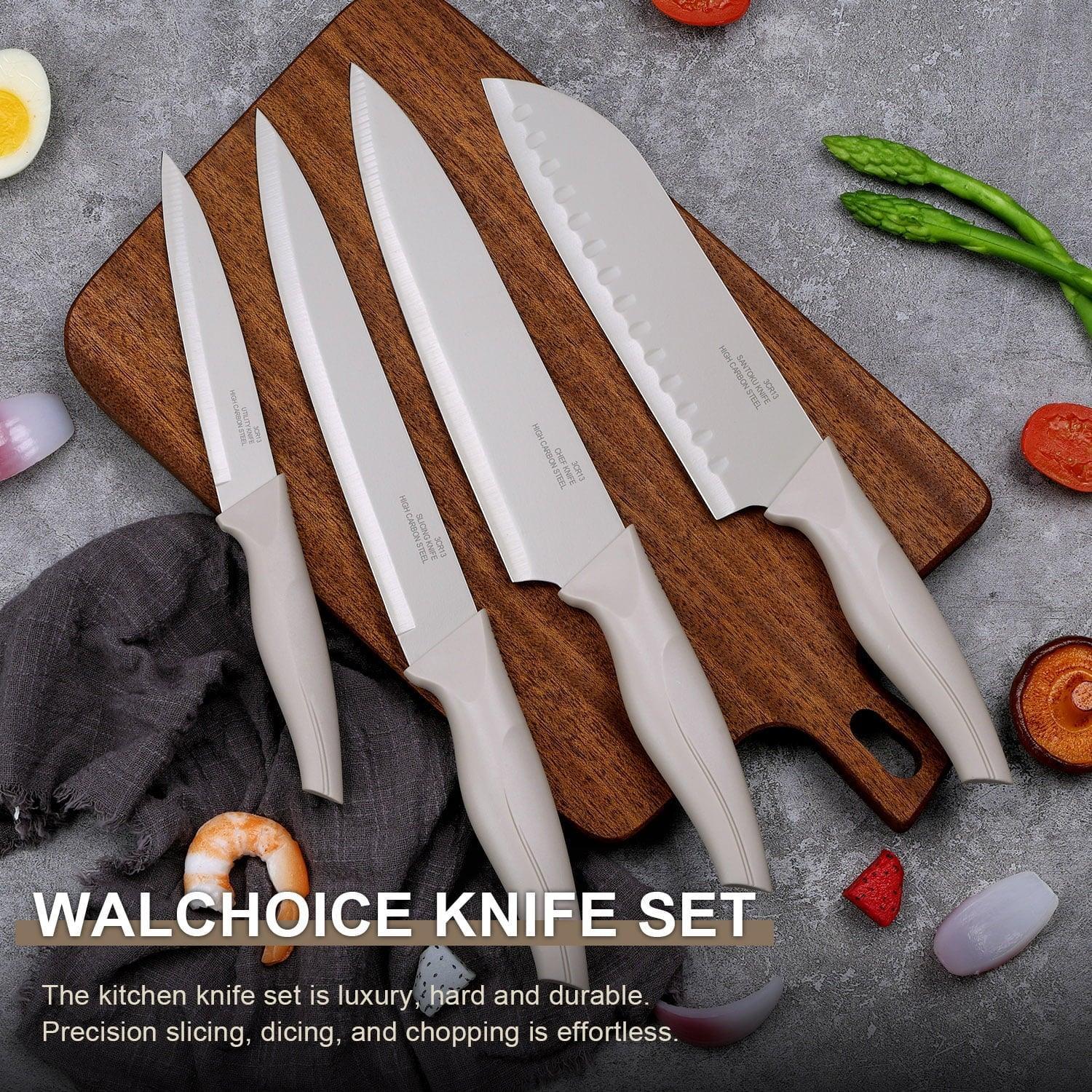 Walchoice 15 Pieces Knife Set with Block, High Carbon Stainless Steel Kitchen Knife Set with Sharpener, Rust Resistant & Dishwasher Safe - Image 37