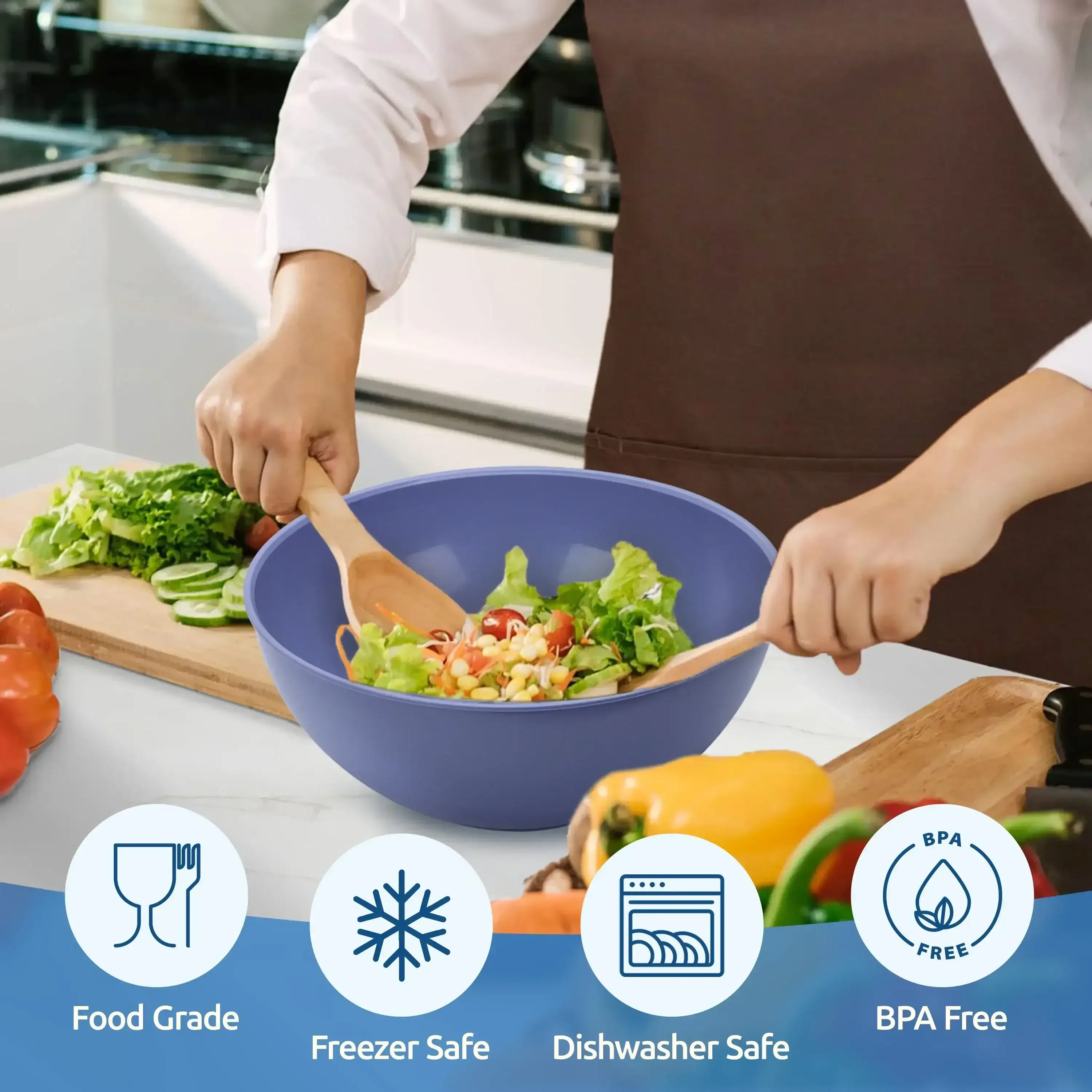 Walchoice Mixing Bowls with Airtight Lids Set of 6, Plastic Nesting Bowls Prep Bowls for Mixing, Serving, Kitchen Preparing, Storage, Microwave & Freezer Safe - Image 4