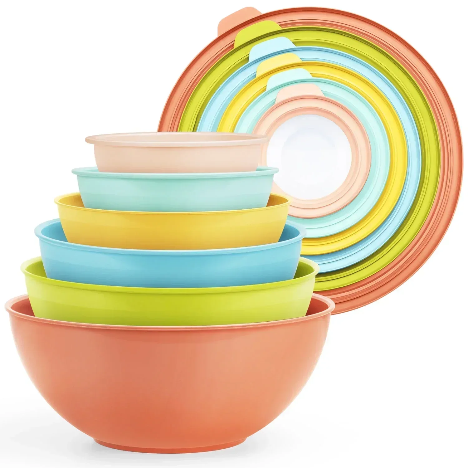 Walchoice Mixing Bowls with Airtight Lids Set of 6, Plastic Nesting Bowls Prep Bowls for Mixing, Serving, Kitchen Preparing, Storage, Microwave & Freezer Safe - Image 8