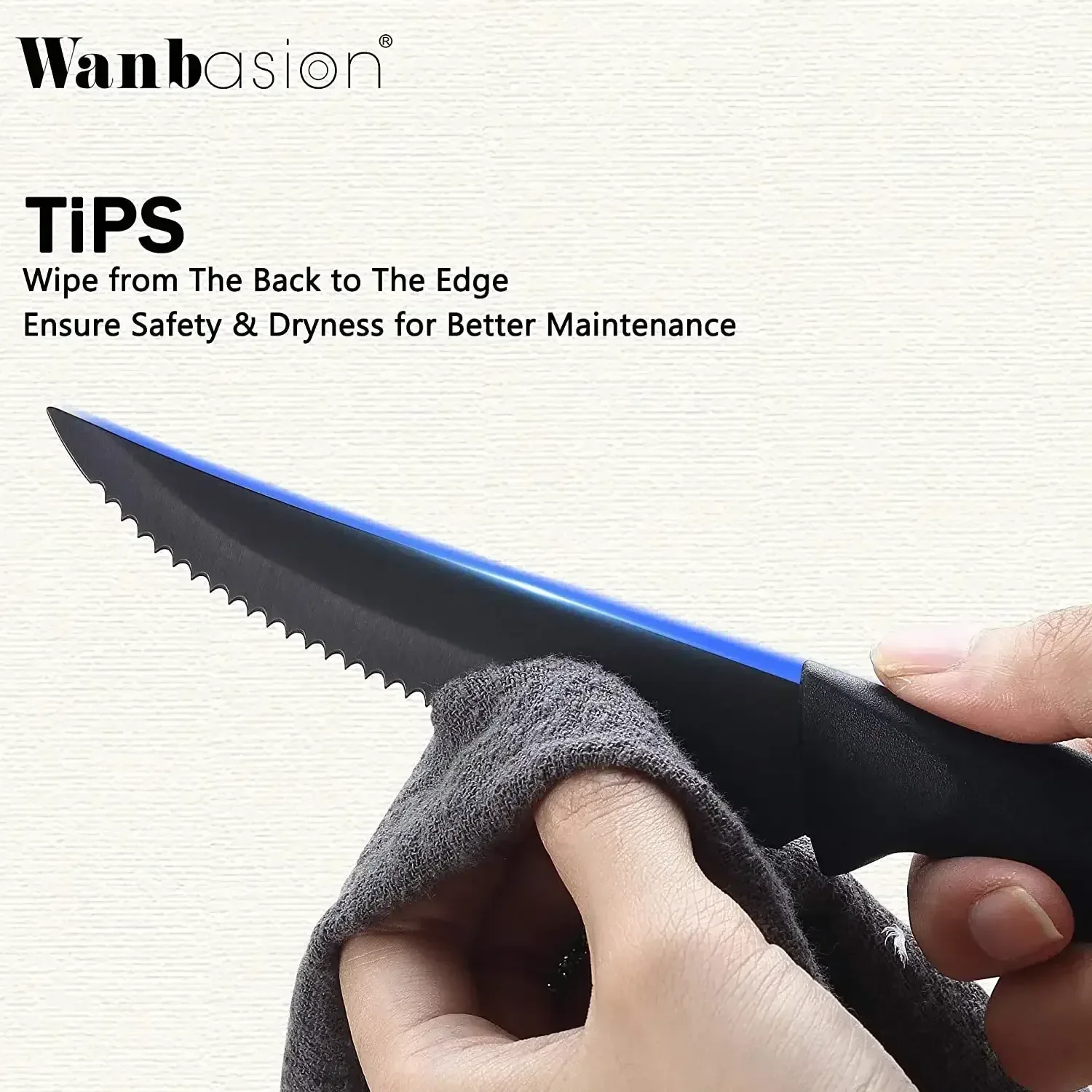 Wanbasion 8PCS Black Steak Knives Set, Steak Knife Set Dishwasher Safe, Sharp Steak Knives Set for Kitchen with Ergonomic Handles - Image 6