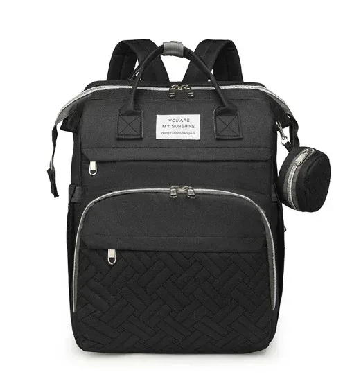 Waterproof Diaper Bag Backpack, Multifunctional Travel Nappy Bag with Changing Pad, Great for Moms and Dads, Baby Shower Gift (Black) - Image 2