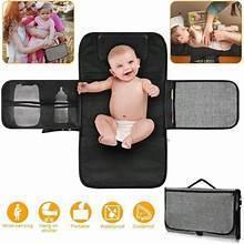 Waterproof Mummy Changing Pad, Foldable Diaper Bag, Portable Travel Changing Mat (Black) - Image 2
