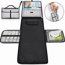 Waterproof Mummy Changing Pad, Foldable Diaper Bag, Portable Travel Changing Mat (Black) - Image 3