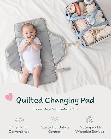 Waterproof Mummy Changing Pad, Foldable Diaper Bag, Portable Travel Changing Mat (Black) - Image 7