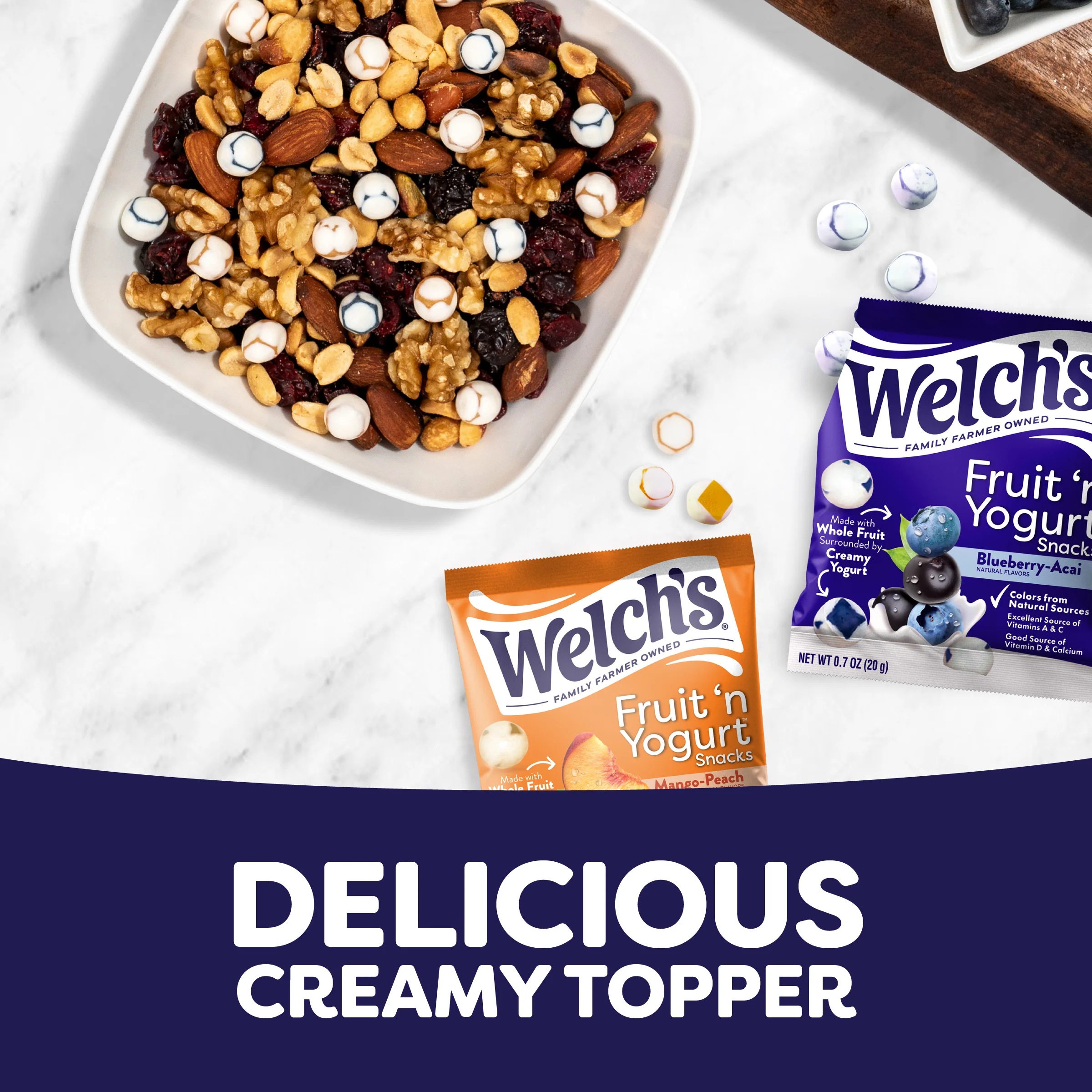 Welch's Fruit 'N Yogurt Blueberry-Acai. & Mango-Peach Soft Fruit Snacks, .7 oz, 20 Count - Image 5