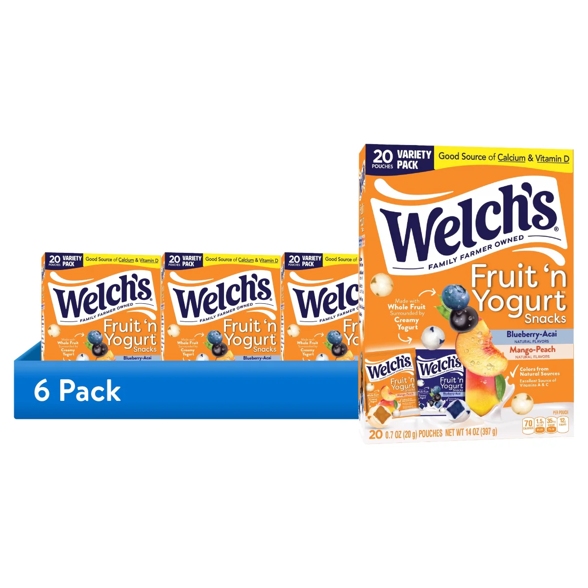 Welch's Fruit 'N Yogurt Blueberry-Acai. & Mango-Peach Soft Fruit Snacks, .7 oz, 20 Count - Image 7