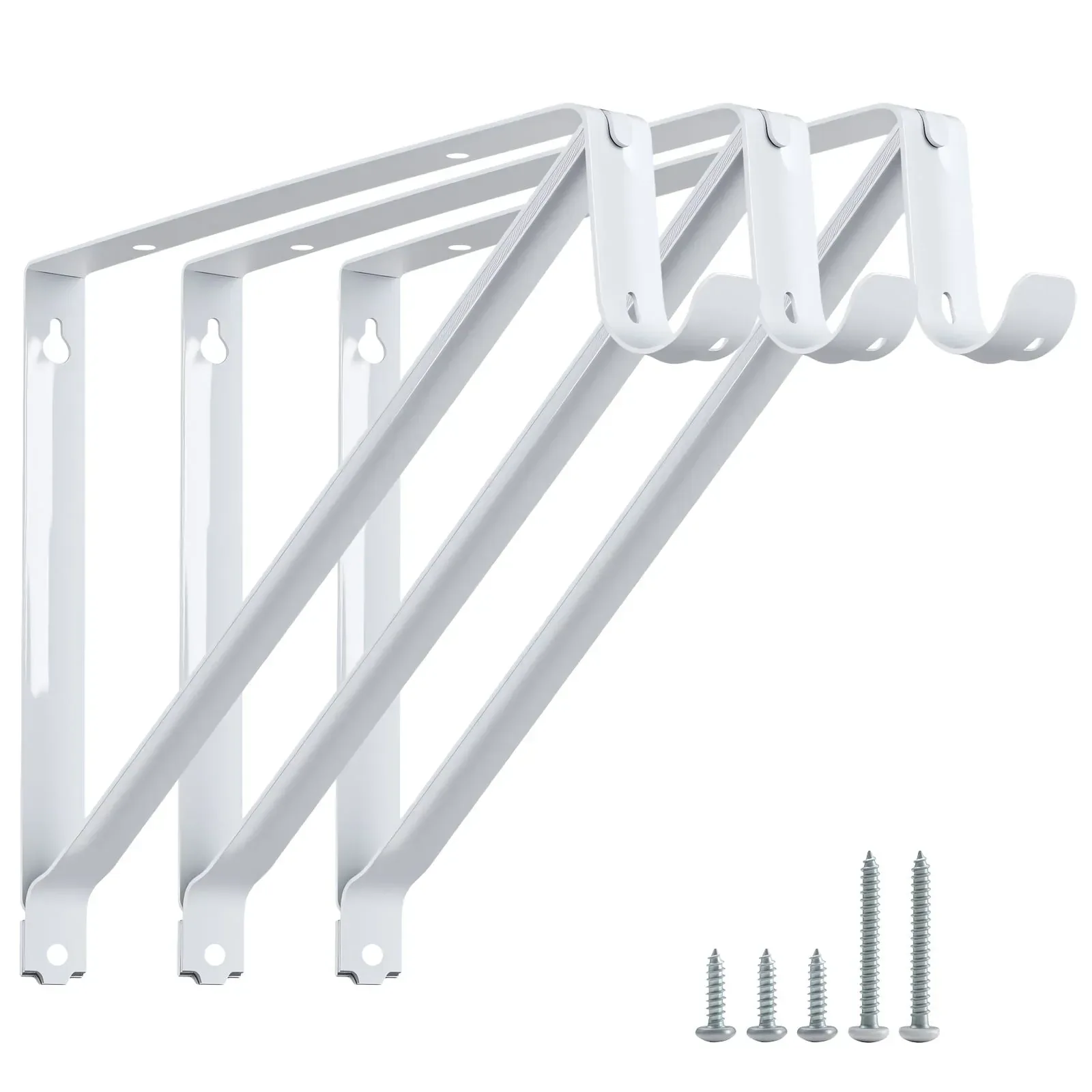 WellMade 11 x 9.5 in Wall Mounted Closet Rod Brackets 2 Pack, Steel Shelves Support with Rod Shelving Support, Black with Screws - Image 10