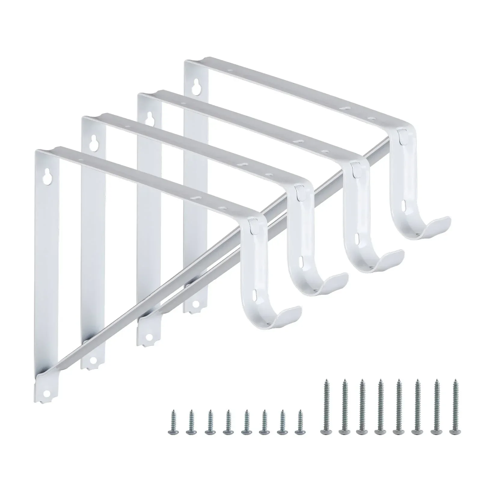 WellMade 11 x 9.5 in Wall Mounted Closet Rod Brackets 2 Pack, Steel Shelves Support with Rod Shelving Support, Black with Screws - Image 11
