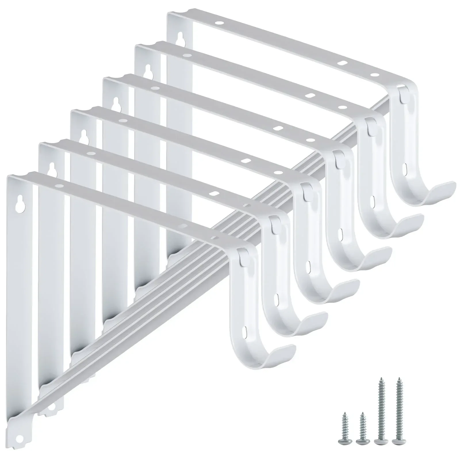 WellMade 11 x 9.5 in Wall Mounted Closet Rod Brackets 2 Pack, Steel Shelves Support with Rod Shelving Support, Black with Screws - Image 12