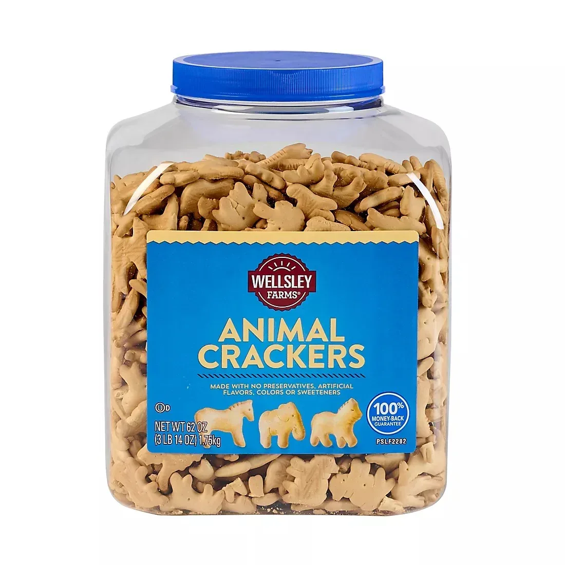 Wellsley Farms Animal Crackers, Bulk Resealable Canister, 62 oz.