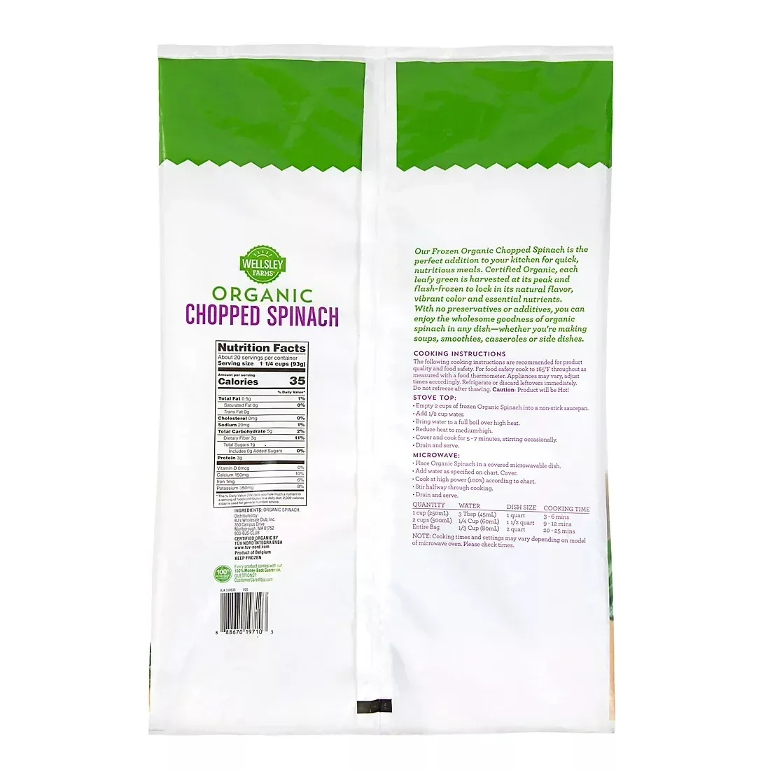 Wellsley Farms Organic Chopped Spinach, 4 lbs. - Image 2