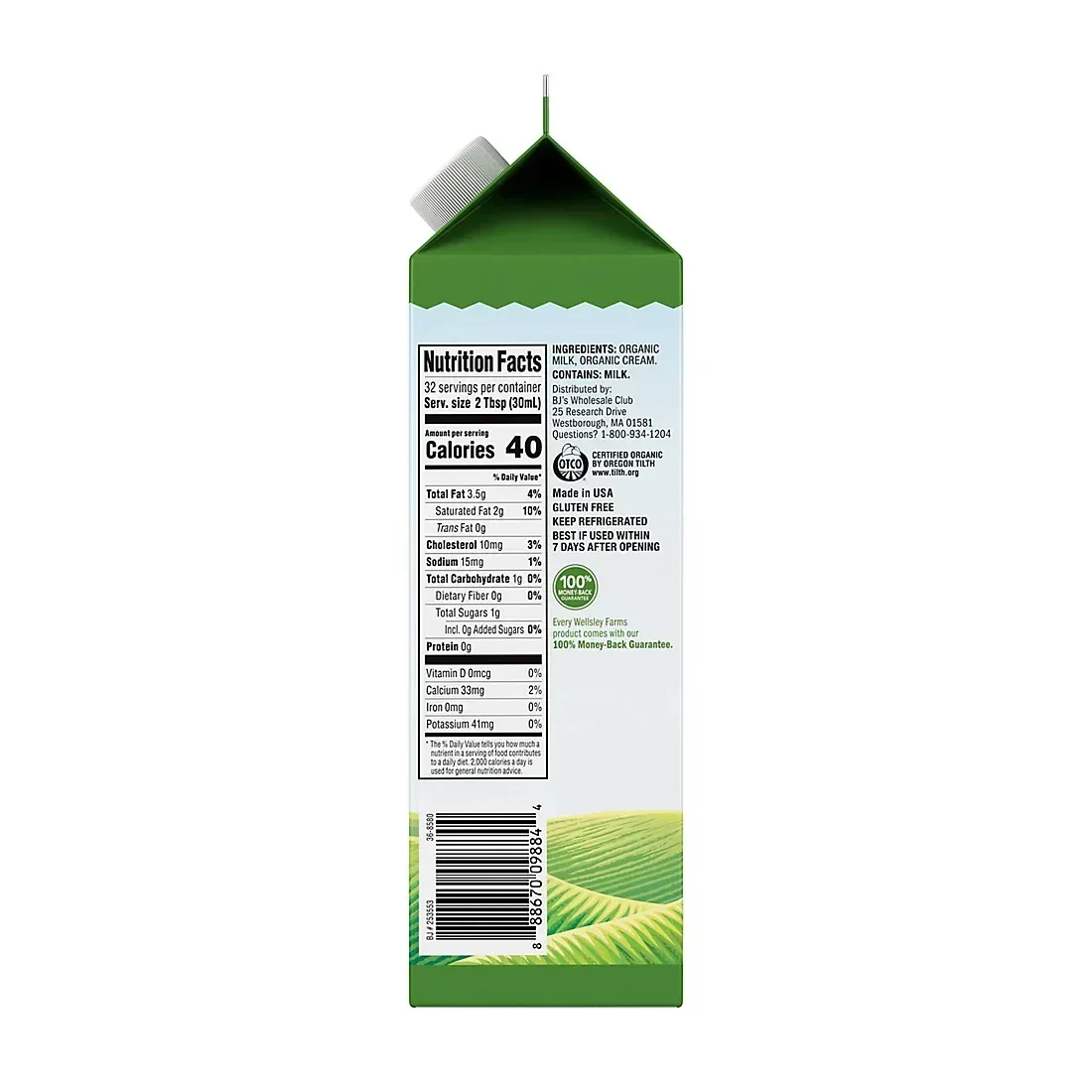 Wellsley Farms Organic Half And Half, 32 oz. - Image 3