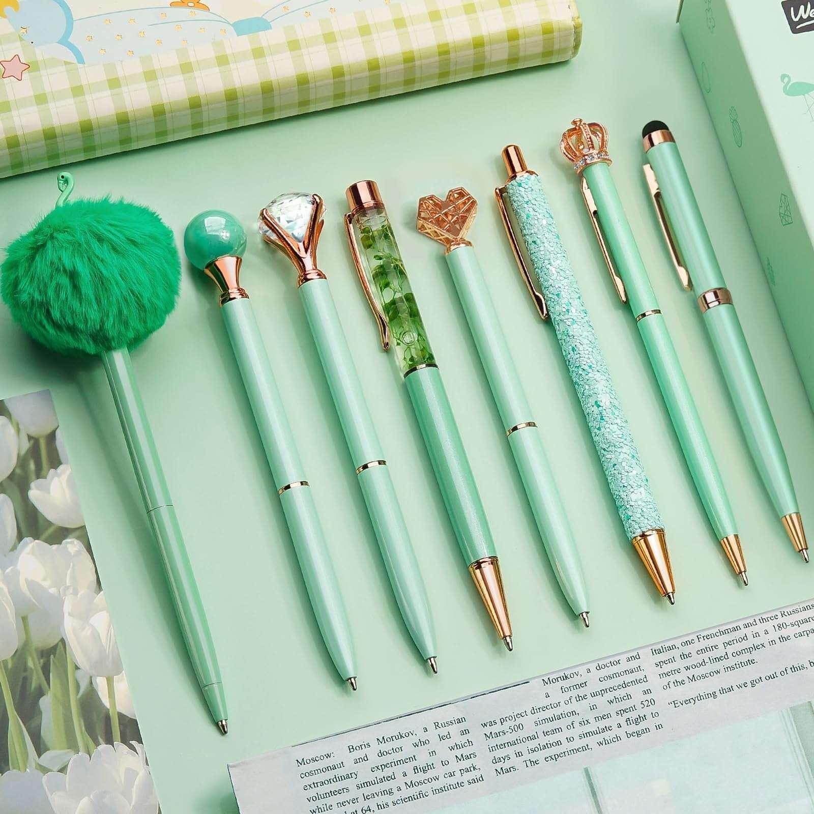 WEMATE 8Pcs Set for Journaling, Glitter Fancy Pens Gifts for Women, Office Black - Image 14
