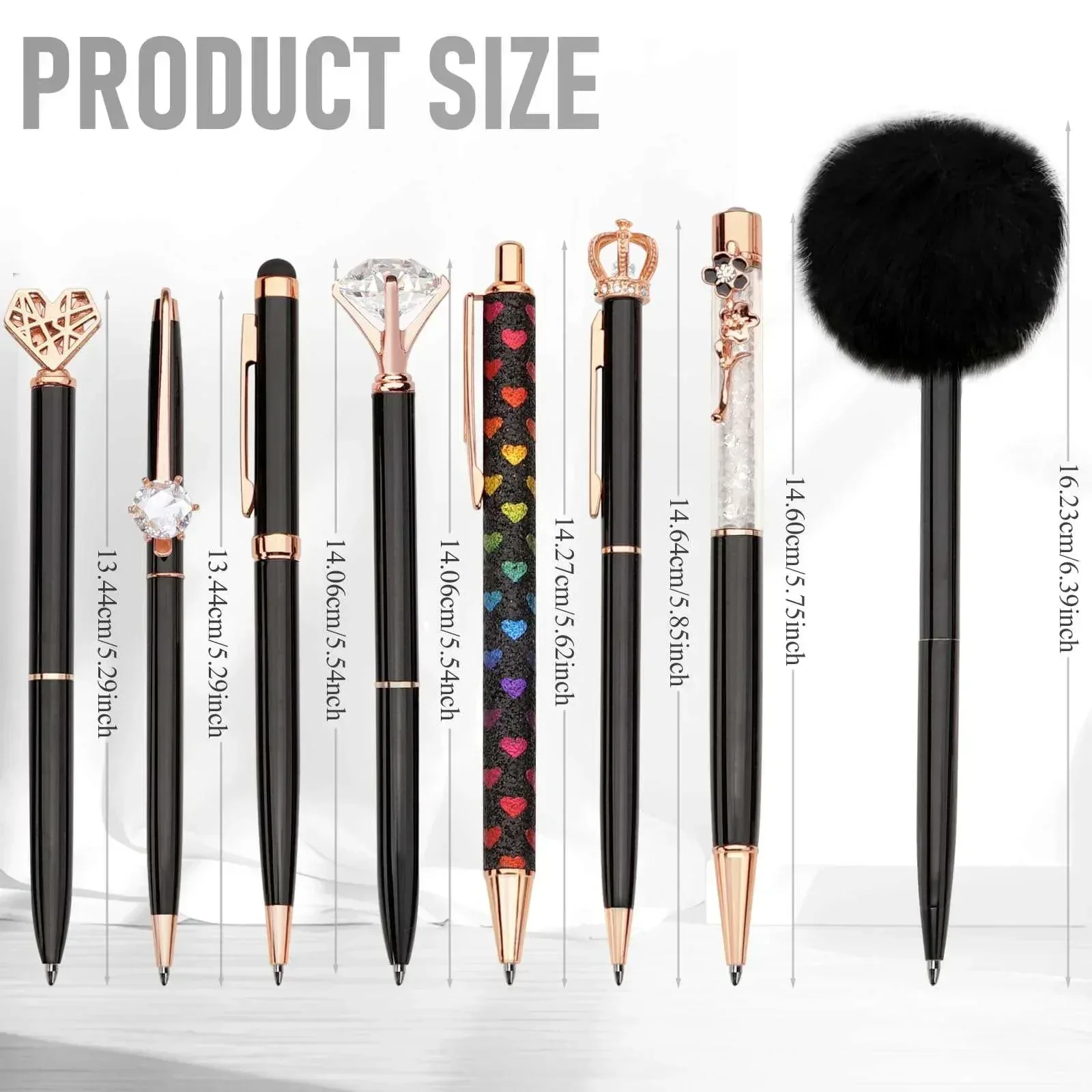 WEMATE 8Pcs Set for Journaling, Glitter Fancy Pens Gifts for Women, Office Black - Image 2