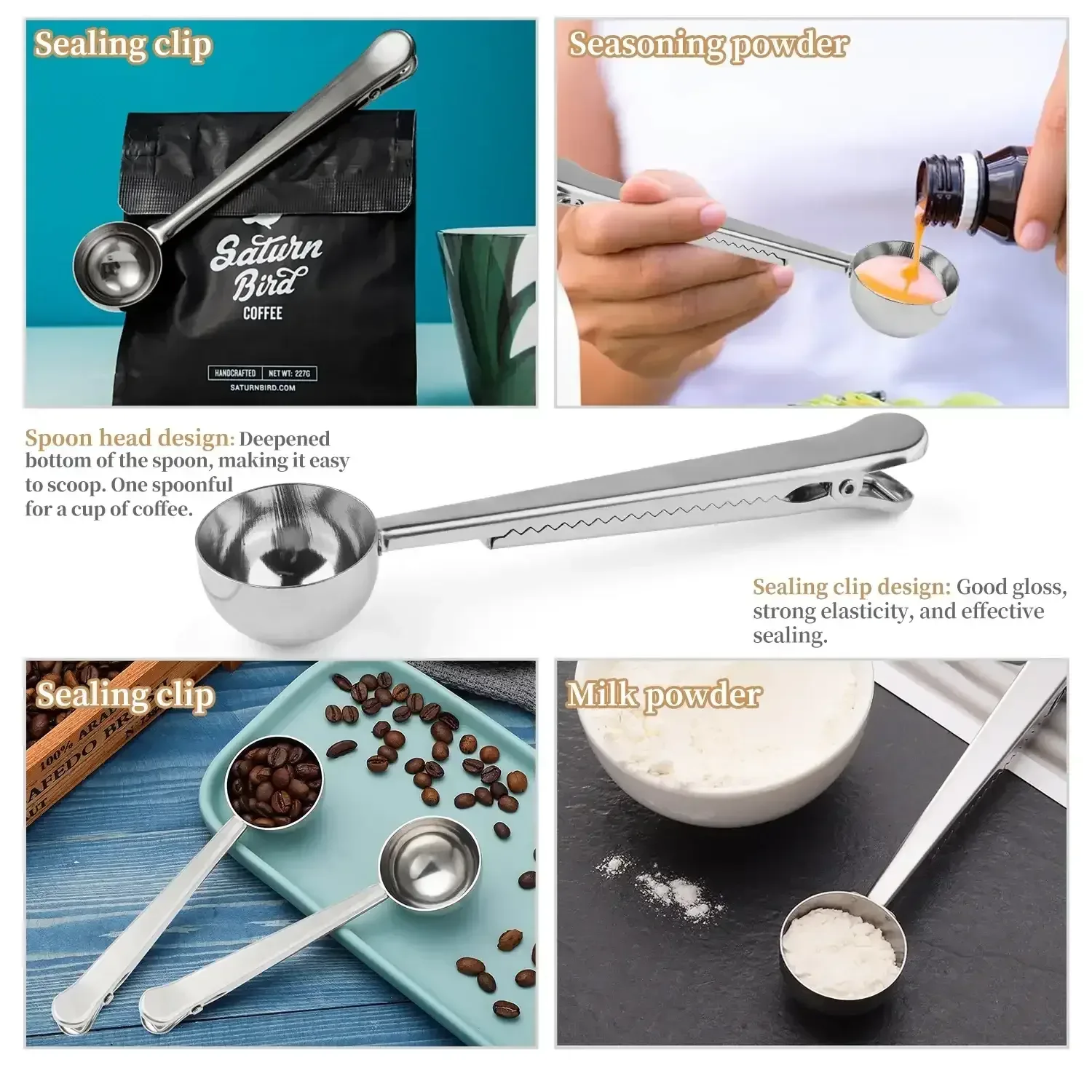 WEPSEN 18-Piece Stainless Steel Measuring Cups and Spoons Set,5 Stainless Steel Nesting Measuring Cups & 6 Spoons,1 Leveler & 5Mini Measuring Spoons,1Tbsp Coffee Scoop with Clip for Cooking & Baking - Image 5