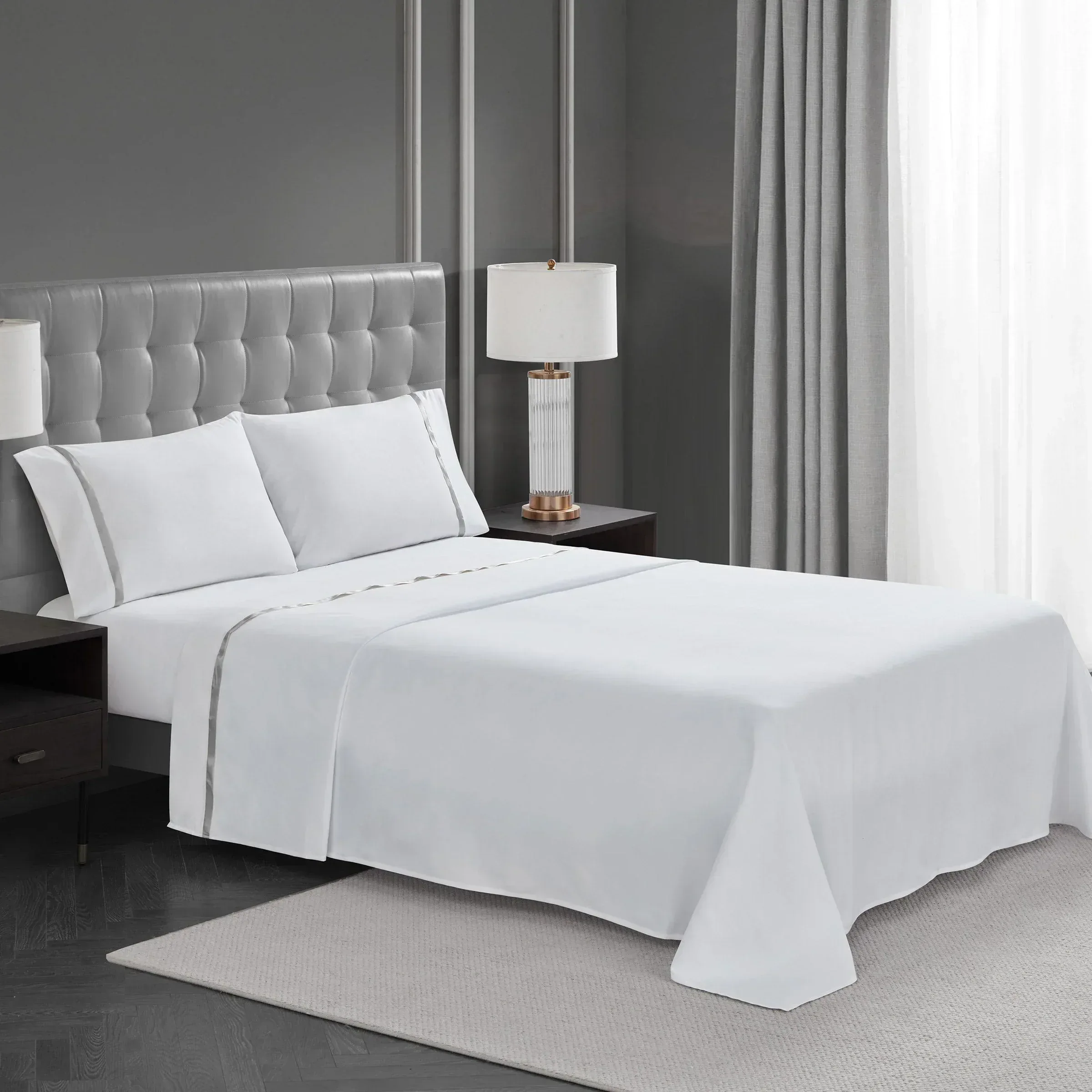 West Park Hotel Ribbon Hem 4-piece Sheet Set - Image 4