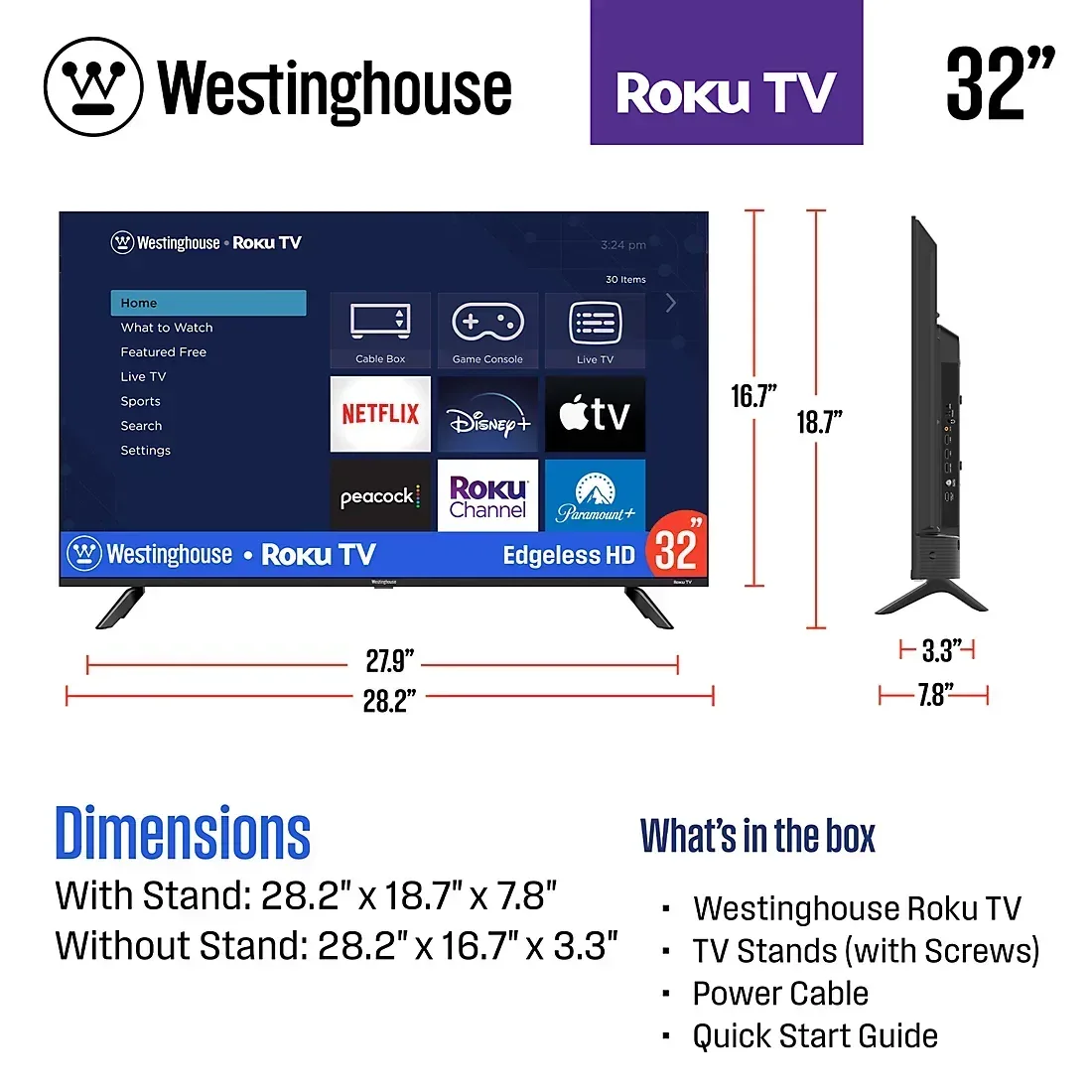 Westinghouse 32" HD Roku TV with 3-Year Coverage - Image 2