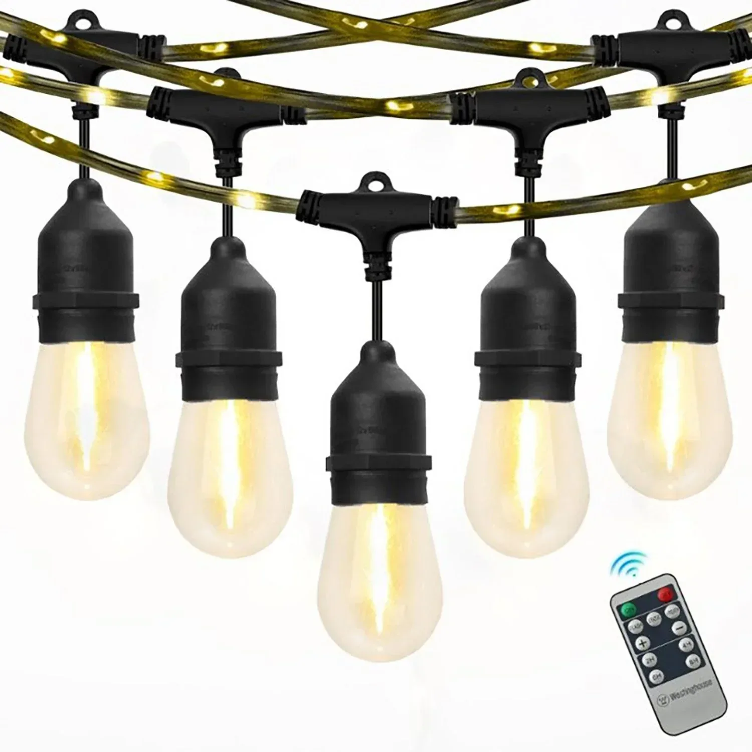 Westinghouse 48' Warm White LED String Light Set with Remote Control, 15 Bulbs