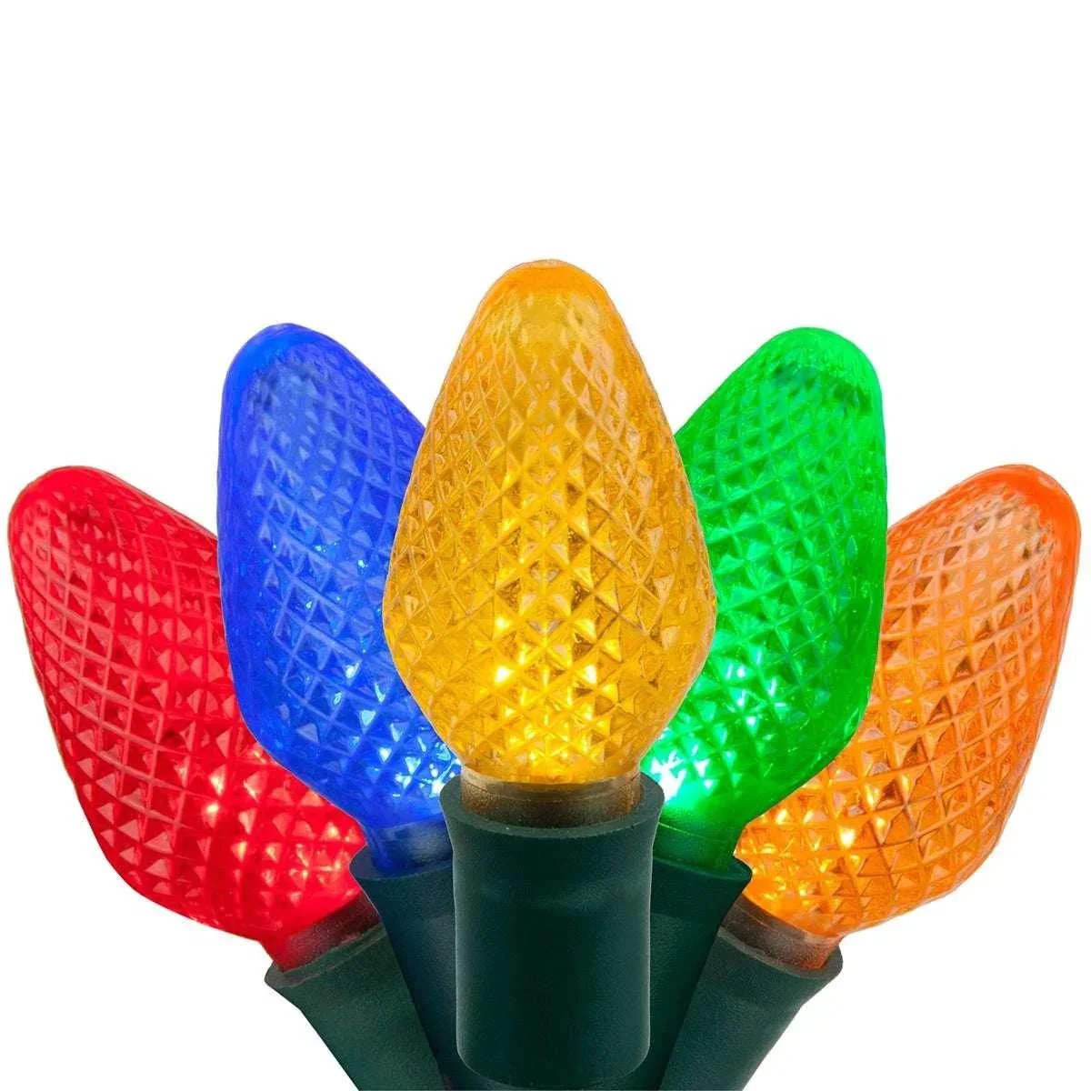 Wintergreen Lighting 25ct C7 LED Multi-Color Christmas Lights, 8" Spacing – Green Wire - Image 2