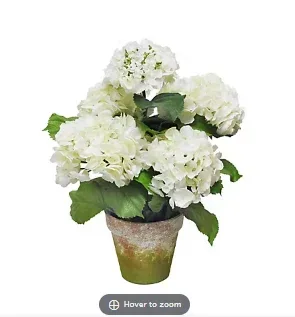 Winward Tuscan Potted Hydrangea Decorative Artificial Plant - White