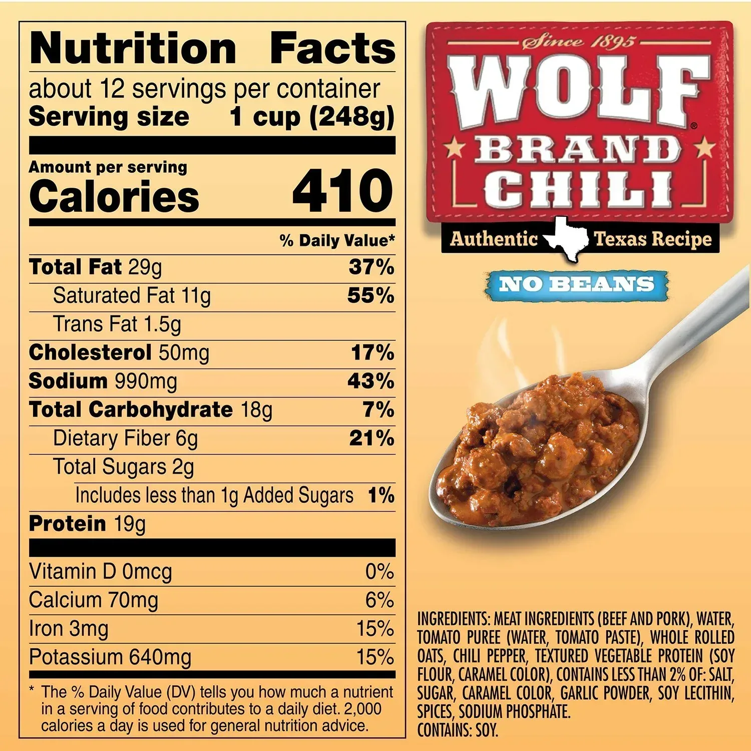 Wolf Brand "No Bean" Chili 106 oz. - Image 2