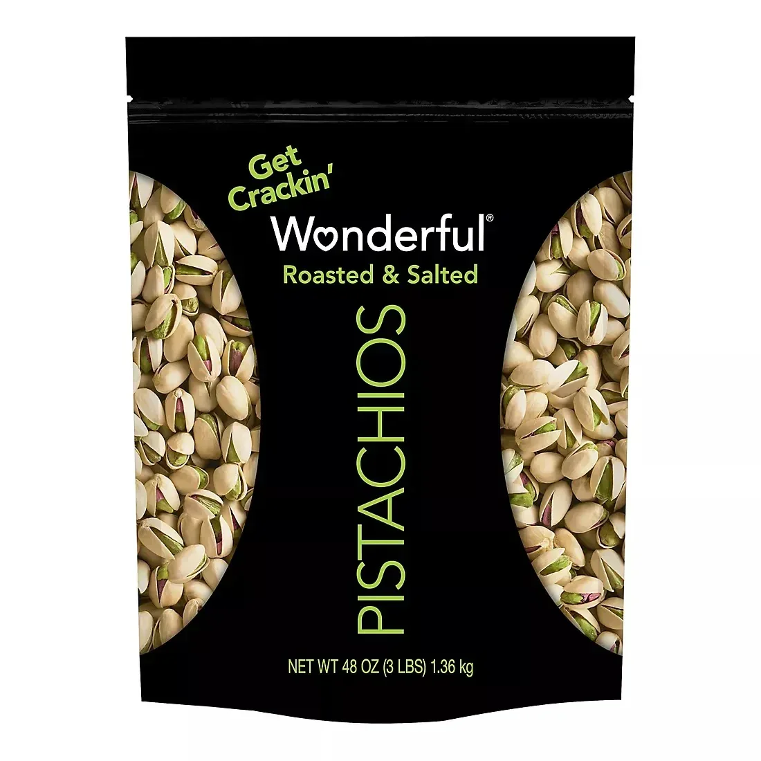 Wonderful Pistachios, In Shell Roasted & Salted Nuts, Resealable Bag, 48oz.