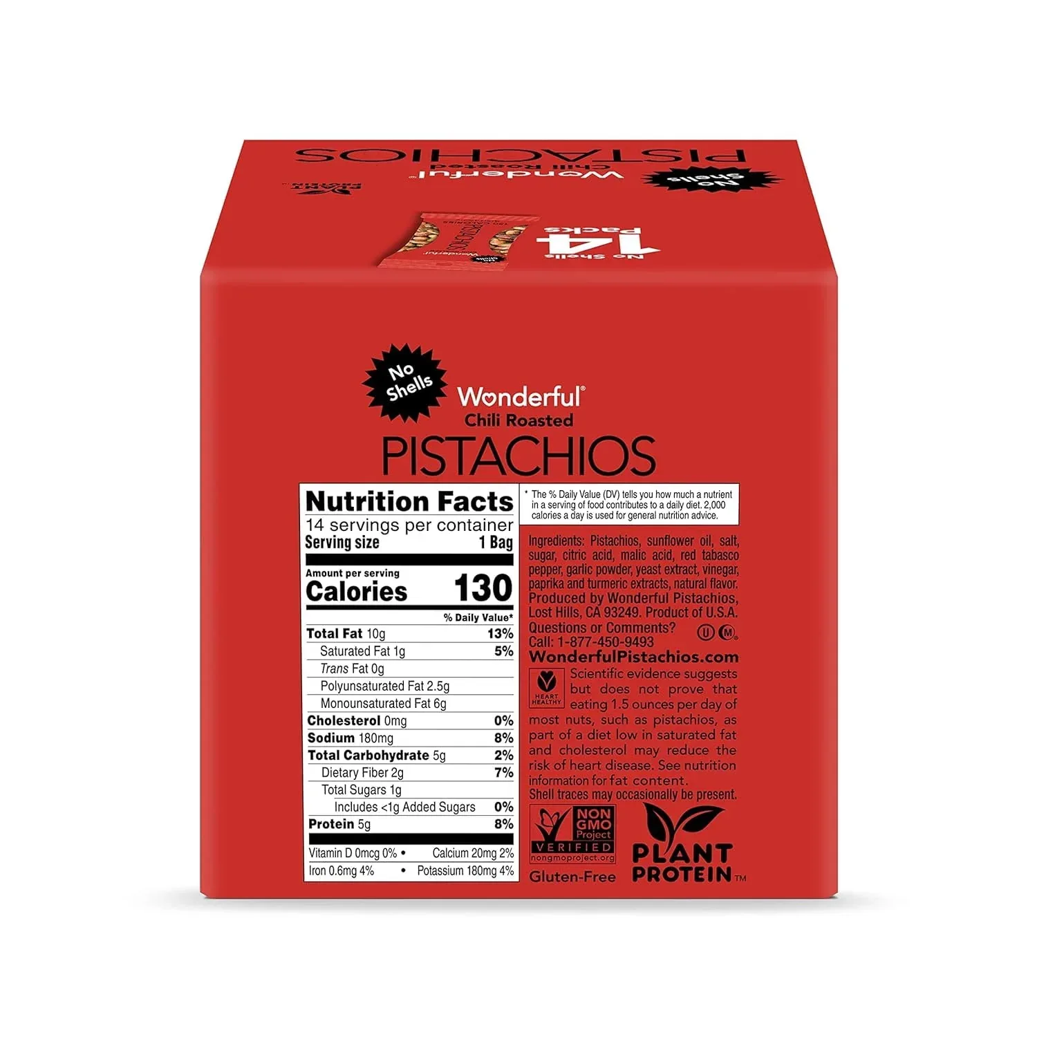 Wonderful Pistachios No Shells Chili Roasted, 0.75 oz (Pack of 14) - Image 5
