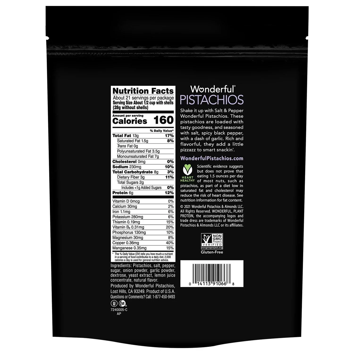 Wonderful Salt & Pepper Pistachios, 40 oz. - Image 7