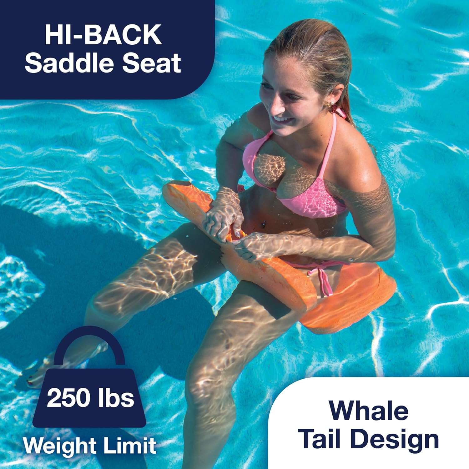WOW SPORTS Beach Bronco Orange Saddle Seat Float, Lake and Pool Chair - Image 6